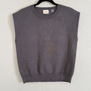 Elie Tahari Womens Large Gray Architectural Sweater Vest Parisian Old Money Prep